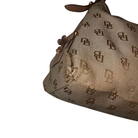 Dooney & Bourke Signature East/West Shoulder Bag in Brown Canvas w Leather Trim - Picture 7 of 12